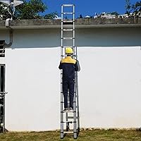 Vista 8 de Escaleras telescópicas, escalera de extensión de aluminio plegable multiusos EN131, escalera plegable compacta con cubierta de pie antideslizante