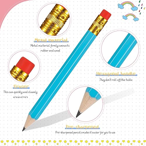 Miniatura 3 de 48 lápices de golf con borrador, mini lápices para boda, pequeños lápices cortos para niños, despedidas de soltera, escuela, oficina, escritura,