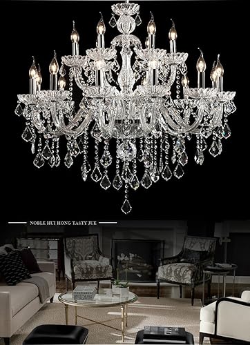 Miniatura 5 de HungGwun - Candelabro de cristal transparente K9 de 18 luces, moderno, lujoso, lámpara colgante de techo, cocina, sala de estar, iluminación para
