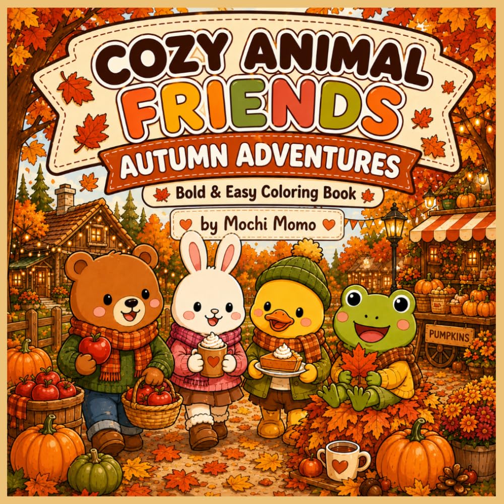 Cozy Animal Friends: Autumn Adventures: Bold & Easy Coloring Book
