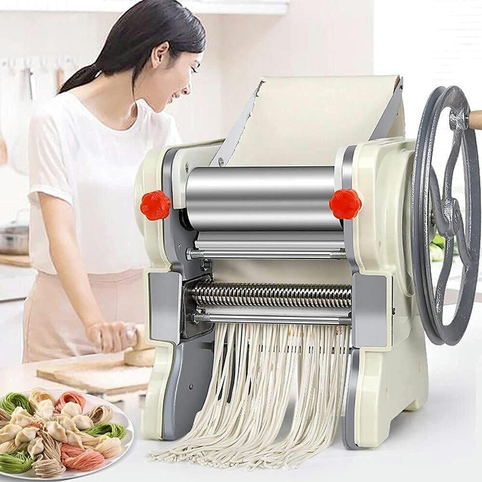 Máquina para Hacer Pasta Máquina para Hacer Fideos, Máquina para Hacer Pasta Máquina para Hacer Fideos Máquina para prensar Masa Manual para el hogar Máquina para Hacer Fideos Manual para Cocina Pas