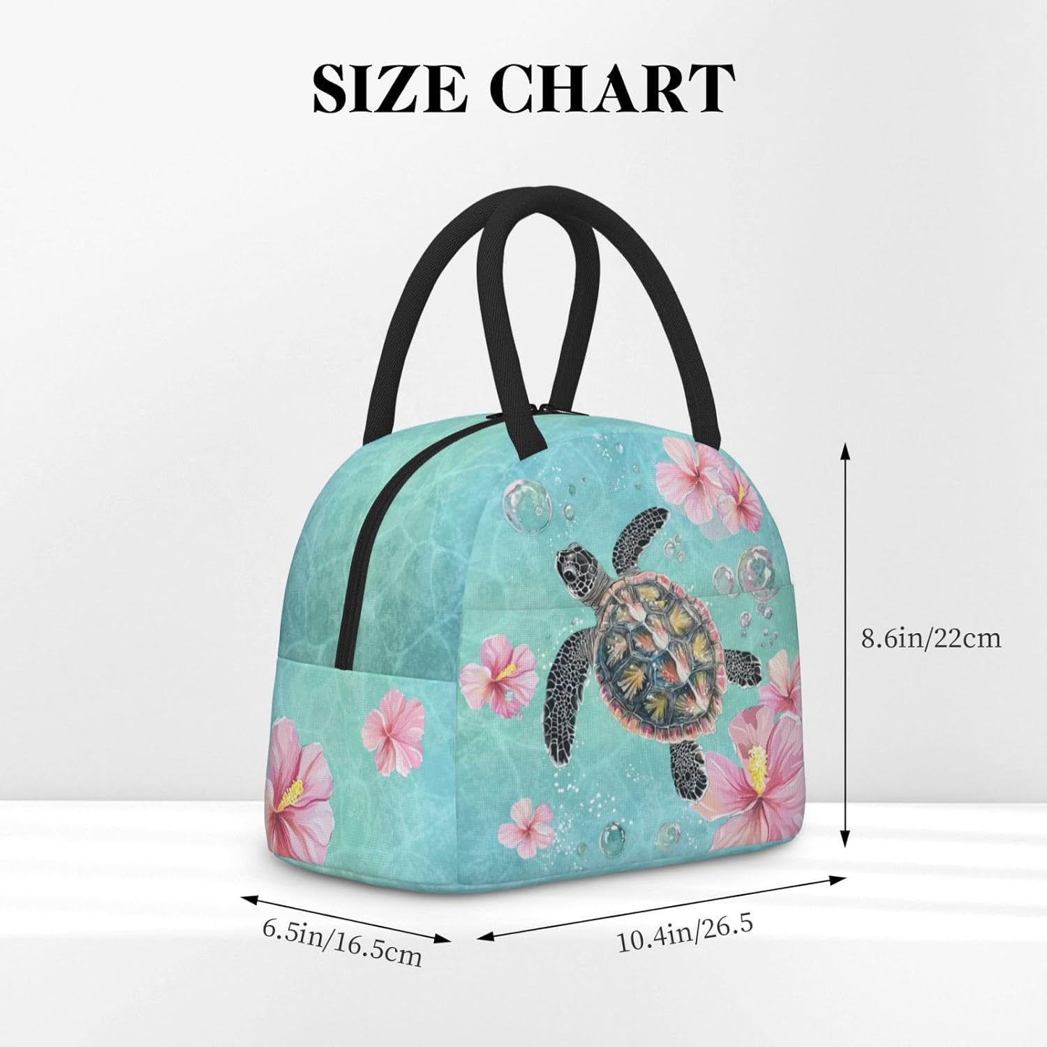 Sea Turtle Lunch Box for Woman Ocean Animal Reusable Lunch Box Tote Bag with Front Pocket Leakproof Insulated Cooler Organizer for Work Picnic Beach Hiking Road Trip Turtle Lover Gifts - Image 3