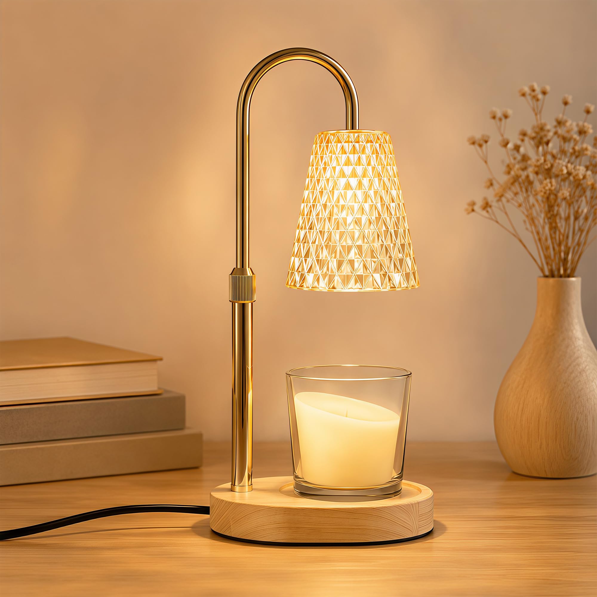 Daitore Candle Warmer Lamp with Timer Dimmable - Wax Melt Burners Electric with 2 Bulbs Height Adjustable Flameless Burner for Jar Candles, Home Decor, Birthday Gifts for Women