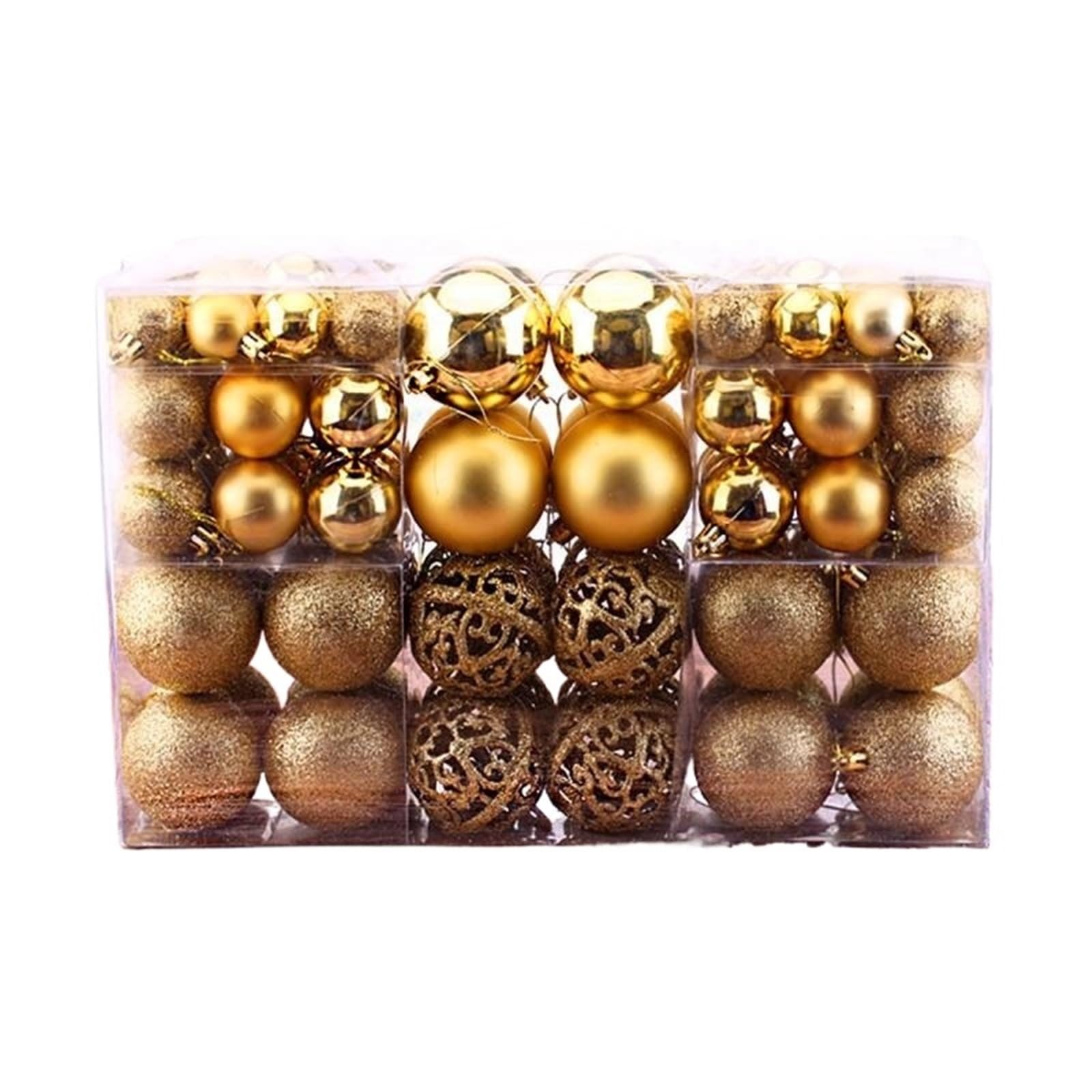 Boule de Noel Decoration Lot de 100 Boules Noël Creuses Brillantes et Mates 3 à 6 cm, Coffret Cadeau for décoration d'arbre(Yellow)
