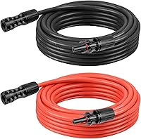 Vista 19 de Cable de extensión solar de 10 AWG de 3 pies negro + 3 pies rojo, cable de panel solar de calibre 10 macho a hembra, alambre de cobre estañado