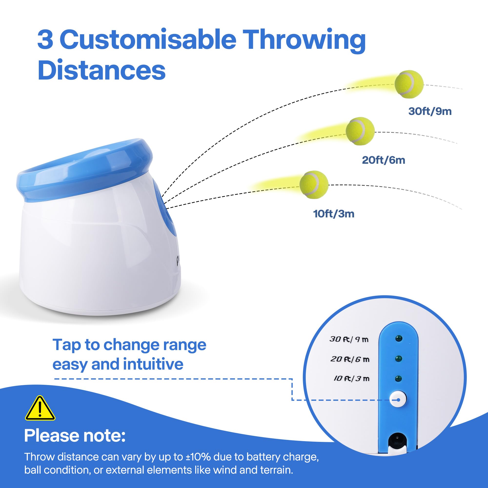 Pet Prime Lanzador automático de pelotas para perros, máquina interactiva de búsqueda de perros, juguete para mascotas, 3 pelotas de tenis para perros, juego de lanzamiento incluido para interiores y