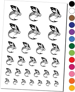 Fly Fishing Hook Lure Temporary Tattoo Water Resistant Fake Body Art Set Collection - Black (One Sheet)