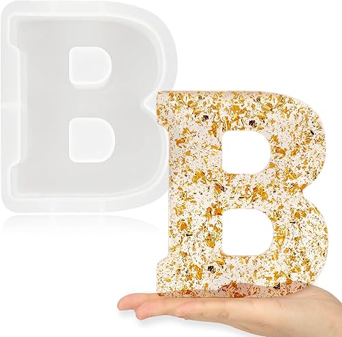 Miniatura 31 de Gartful Moldes de letra grandes de 7 pulgadas para resina, molde de resina epoxi 3D de alfabeto capital A, moldes de letra de resina gruesa de A a Z