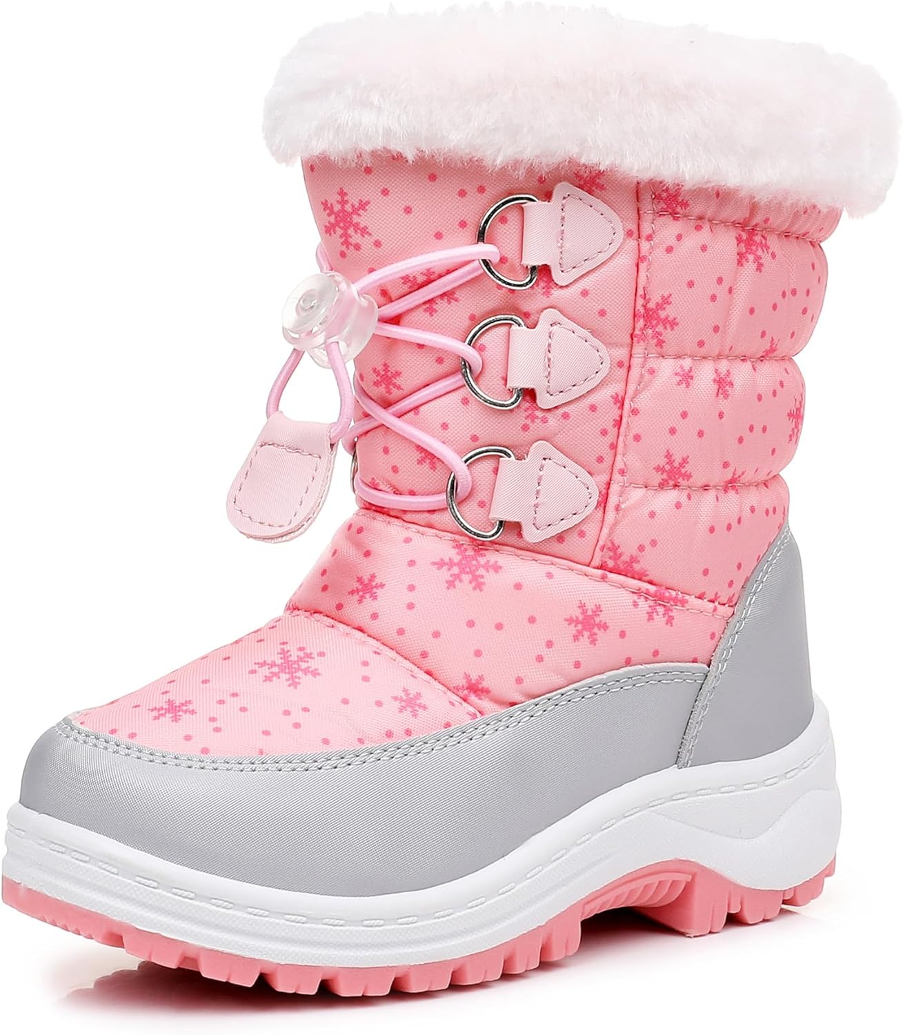 Blikcon Kids Boys Girls Snow Boots Water-resistant Winter Boots - Warm Plush Faux Fur Lined, Side Zipper & Non-Slip Sole (Toddler/Little Kid)