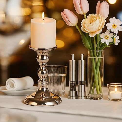 Miniatura 3 de Portavelas de pilar, candelabros de metal, candelabros altos dorados para bodas, fiestas, centros de mesa, decoración de comedor, cumpleaños,