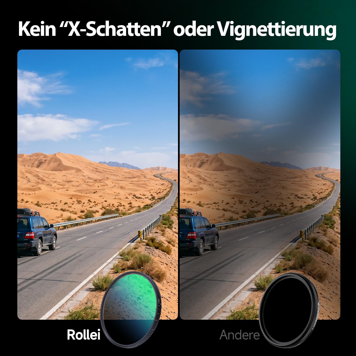 Rollei 67mm F:X Pro Variabler ND8-ND512 Rundfilter aus Glas | VND Graufilter mit 3-9 Blendenstufen Verdunkelung