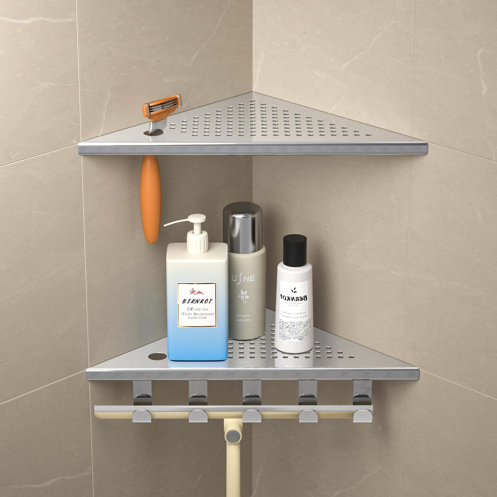 Eck-Duschregal aus 304-Edelstahl, 25,4 cm Eckregal für die Dusche | Duschablage Ecke für Badrenovierung, passend für geflieste Wände, poliert