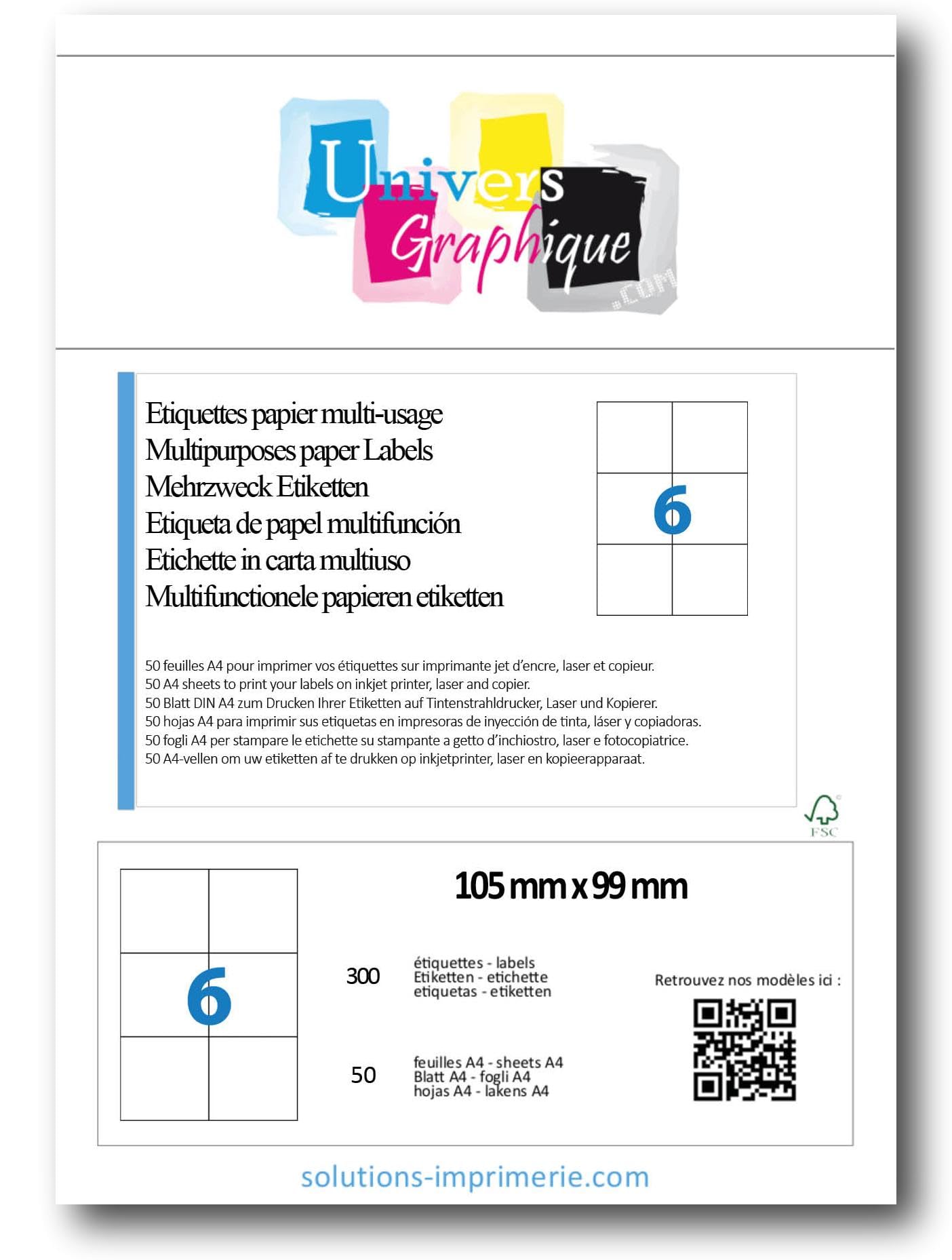 99Mm X 57Mm, 100 Feuilles, 10 Étiquettes Par Feuille, A4 Papier