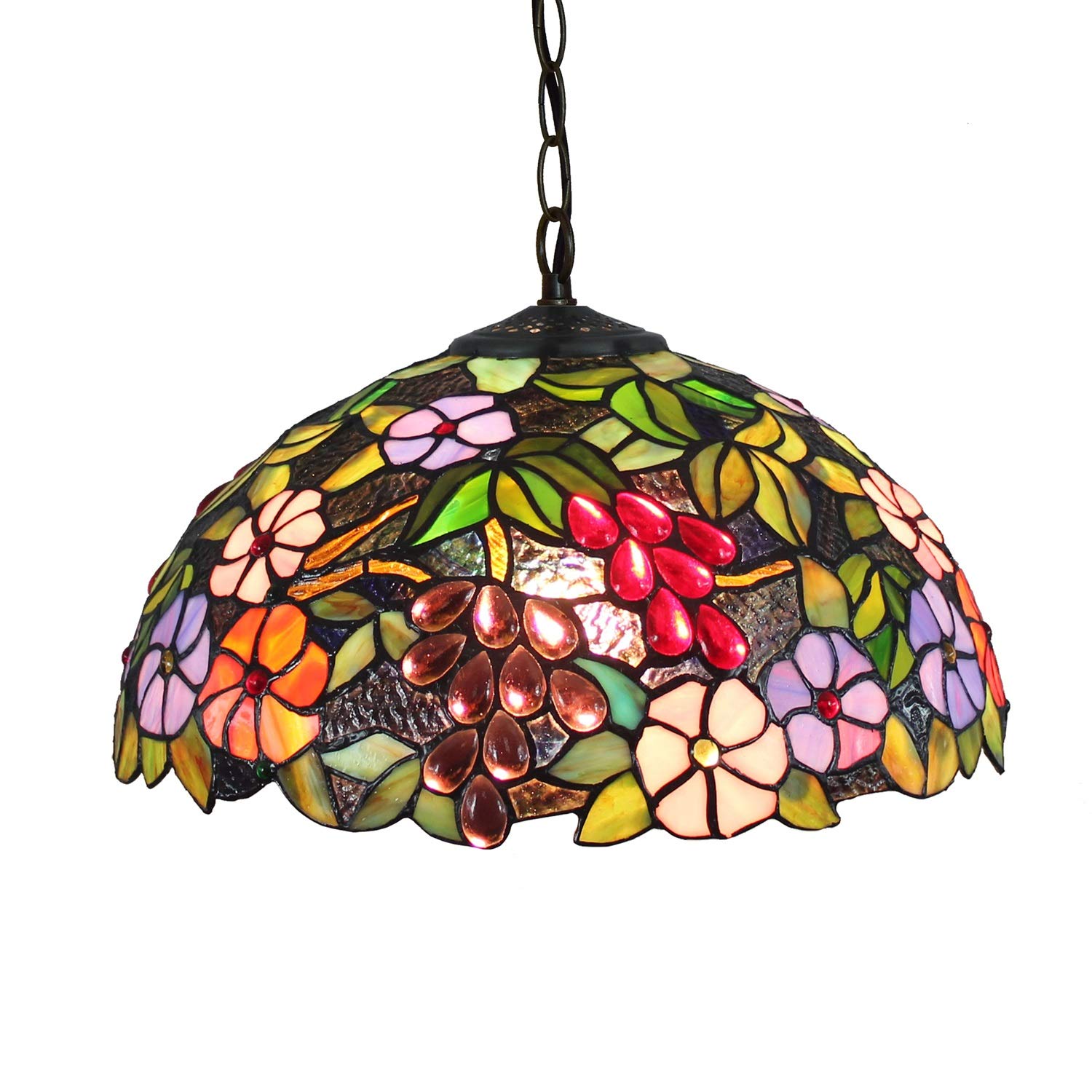 Lustre en vitrail fait main plafonnier Tiffany haut de gamme fleur de raisin