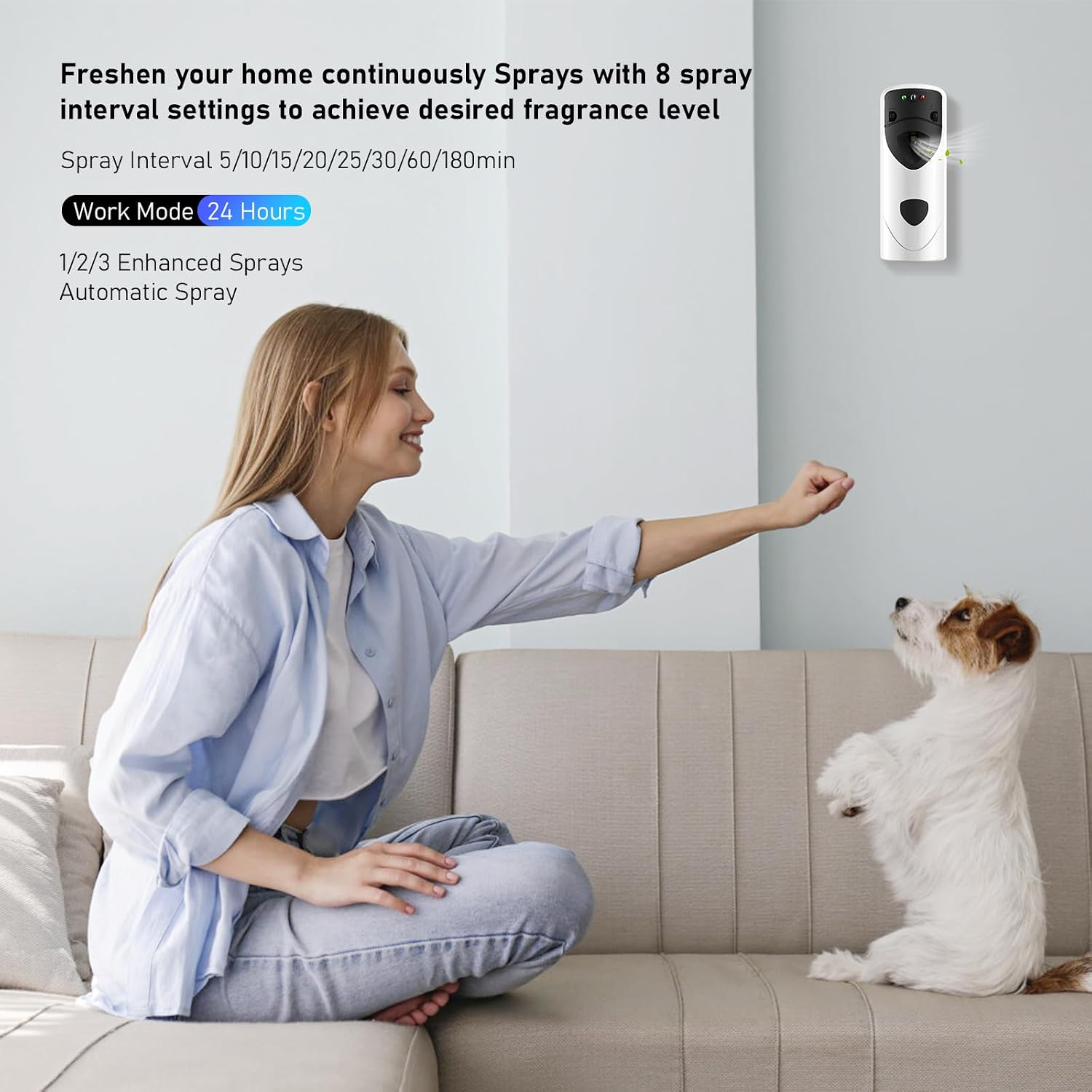 Automatic Air Freshener Spray Dispenser With Remote Programmable Fragrance Dispenser Fit for Spray Refills | Wall Mount Aerosol Dispenser Spray for Bathroom, Hotel, Commercial Place