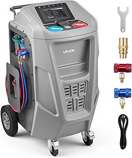 VEVOR Fully Automatic Refrigerant Recovery Machine for 1234yf, ≥98.5% Accuracy, 7-Inch Touch Screen, AC Recovery, Vacuum, and Recharging Machine for Standard and High Voltage Automotive A/C Systems
