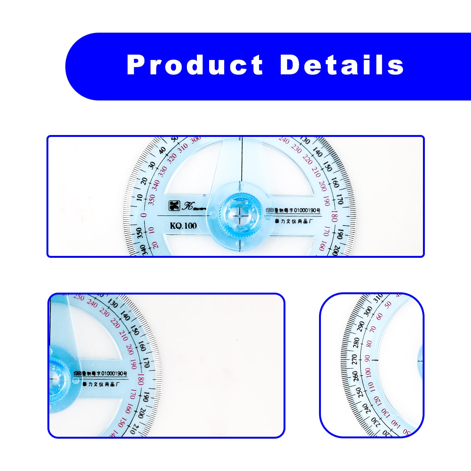 Bojueshaw 2pcs 360 Degree Protractor,Plastic Circle Protractor Angle Measure Ruler,12cm Transparent Measuring Tool for Students,Teachers,and Designers - Image 3