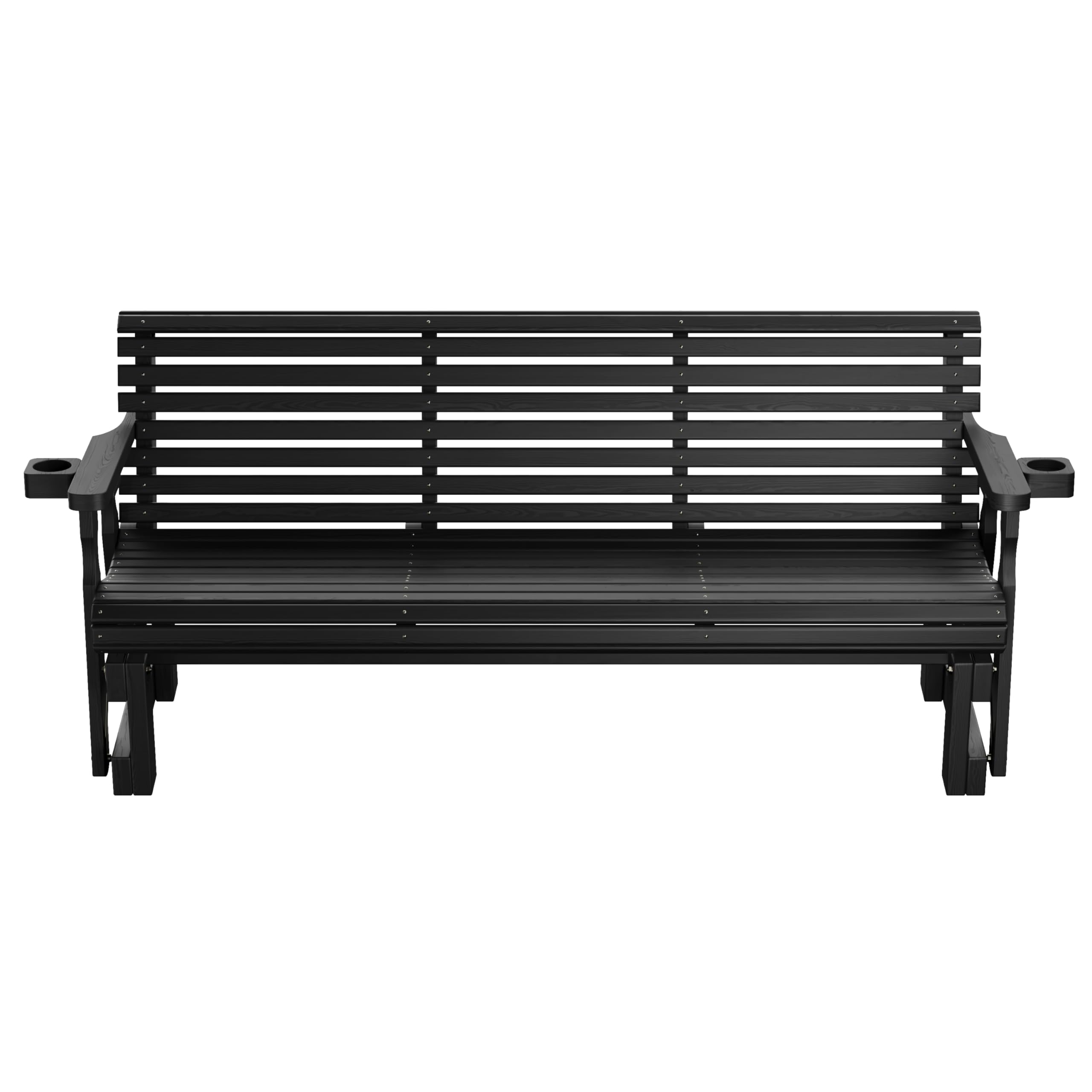 Amish Heavy Duty 800 Lb Roll Back Pressure Treated Porch Glider with Cupholders (6 Foot, Semi Solid Black Stain)