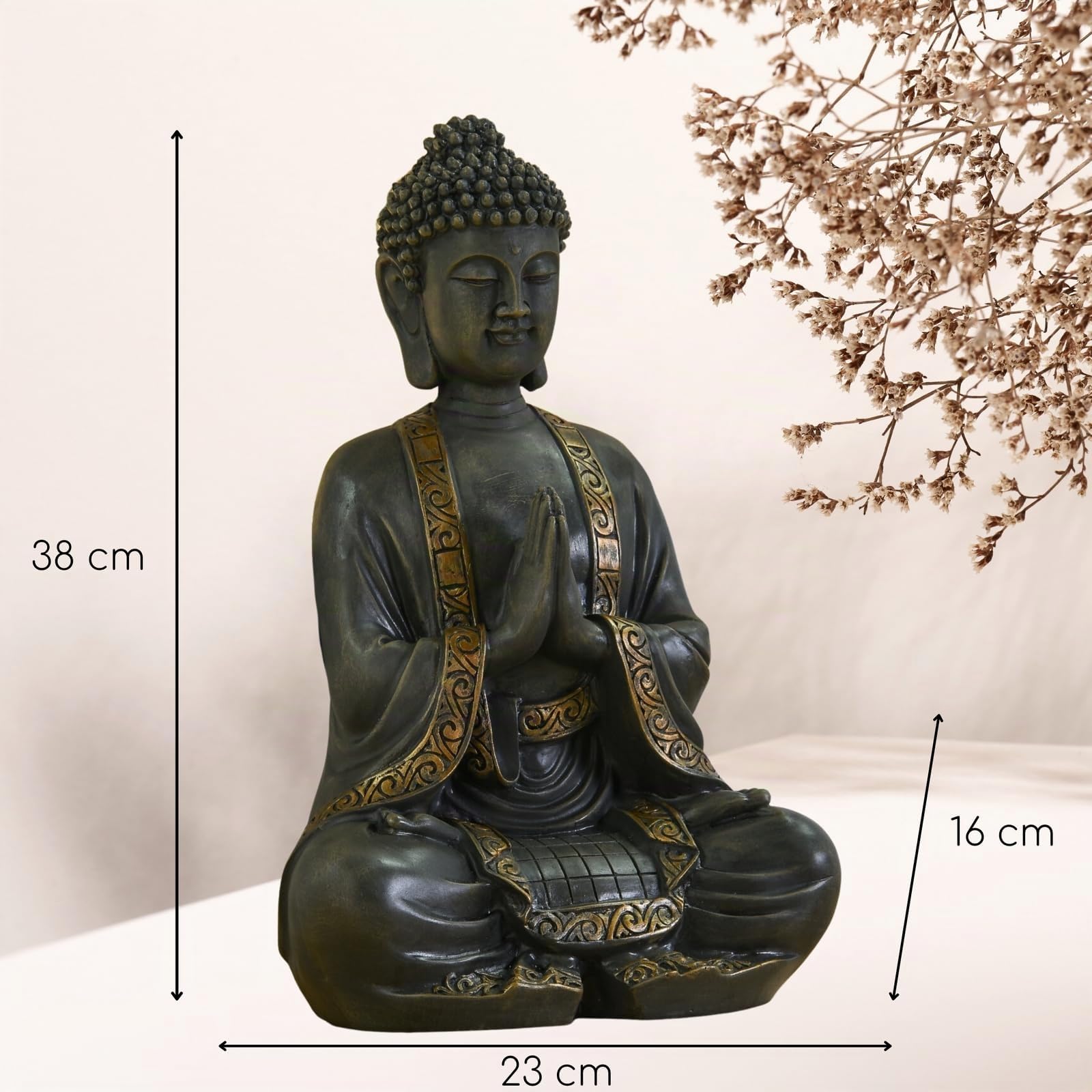 zen' Light grande estatua Buda mediación, resina, Bonze, 37.5 x 15 x 24 cm