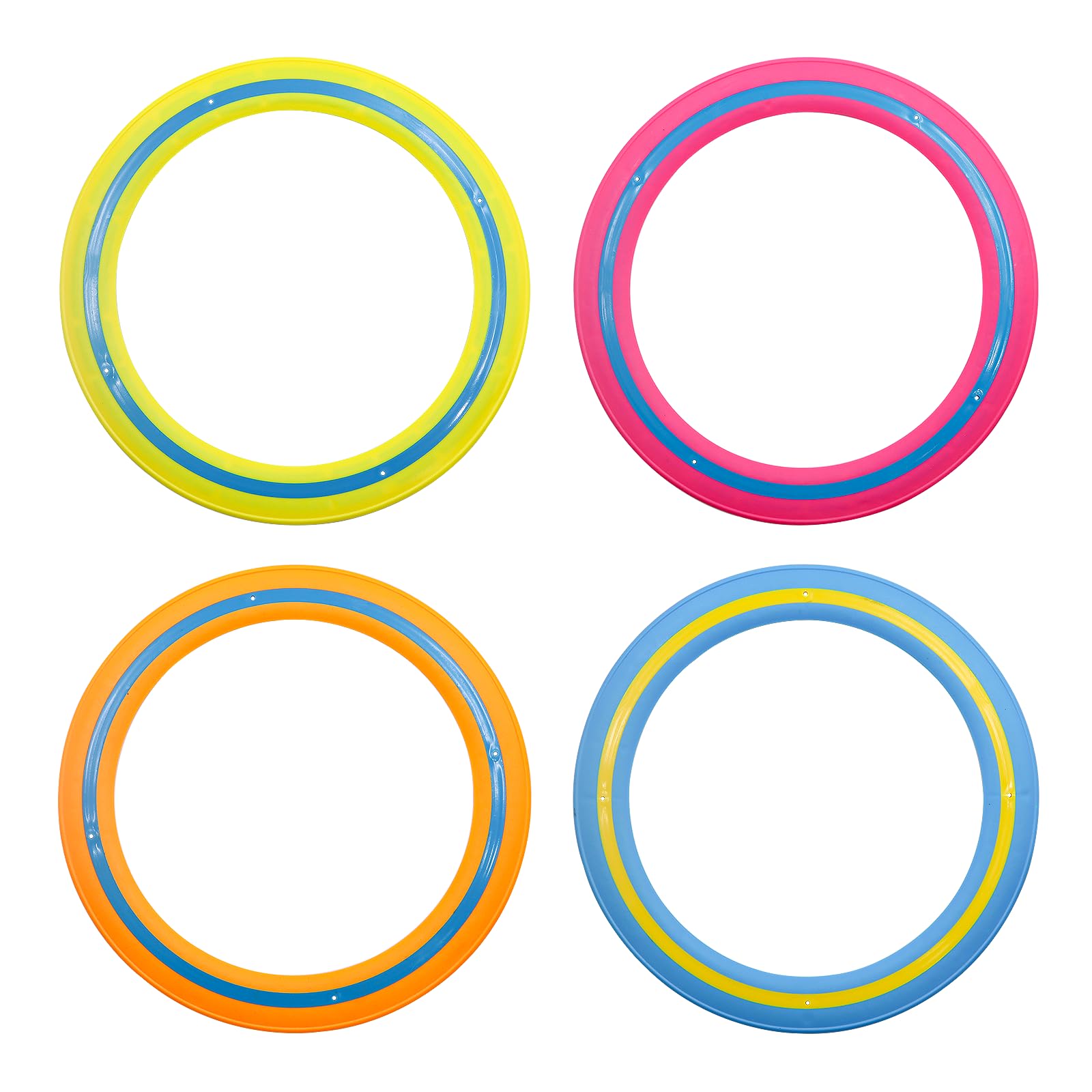 4 Piezas Anillos de Lanzamiento,Anillos de Frisbee,Outdoor Flying Disc 25cm,Juegos de Playa para Niños para la Playa Juegos de Fiesta o Tiempo en Familia(Azul,Naranja,Verde,Rosa Rojo)
