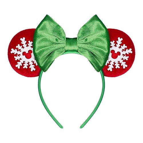 Miniatura 7 de JIAHANG Diadema de terciopelo con orejas de ratón y perlas, decoración roja de fiesta de Navidad, accesorios para el cabello para mujeres y niñas