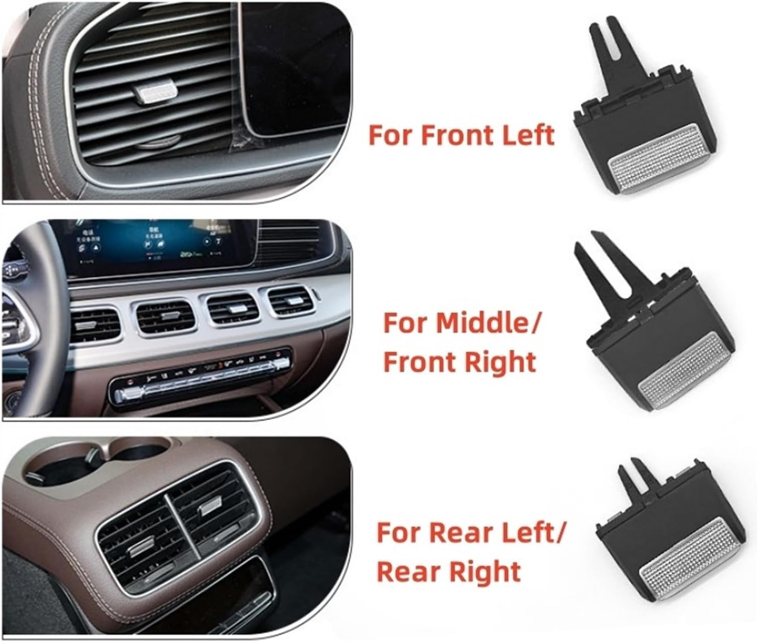Front Dash Center Rear Air Conditioner Outlet Paddle Tab Clips Fit For Benz W167 GLS GLE 350 400 450 500 580 2020-2024(1PC Middle)