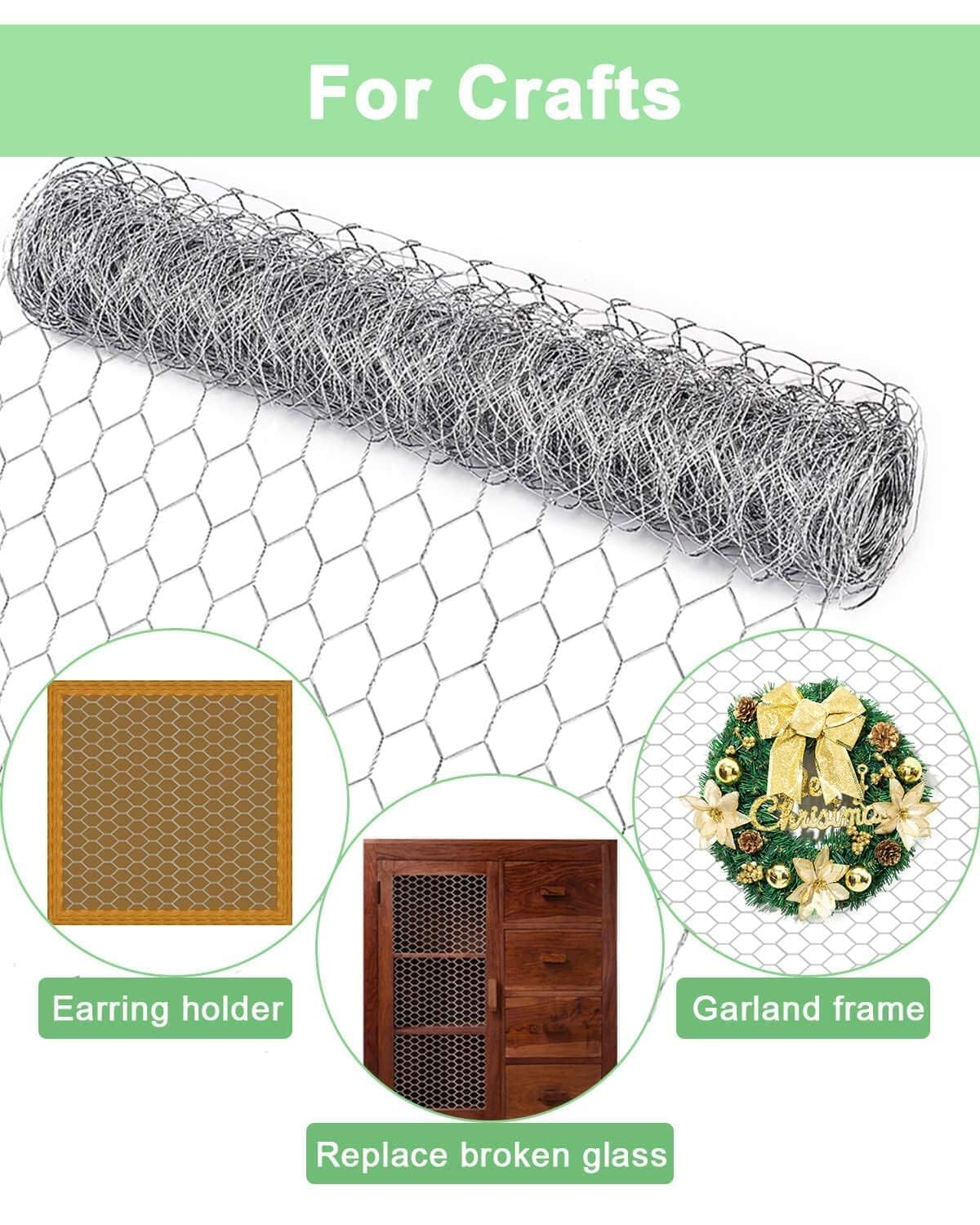 Grillage à lapin galvanisé argenté - 35 cm x 15 m - Treillis hexagonal - Largeur des mailles de 25 mm - Épaisseur du fil de 0,6 mm - Clôture métallique pour jardin, clôtures animaux, protection des