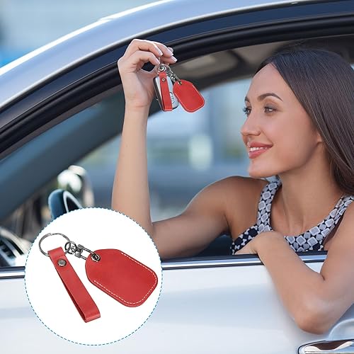 Miniatura 6 de PATIKIL Llavero de cuero en blanco, paquete de 2 llaveros de piel sintética con llaveros para grabado láser, llavero, fabricación de cuero, color