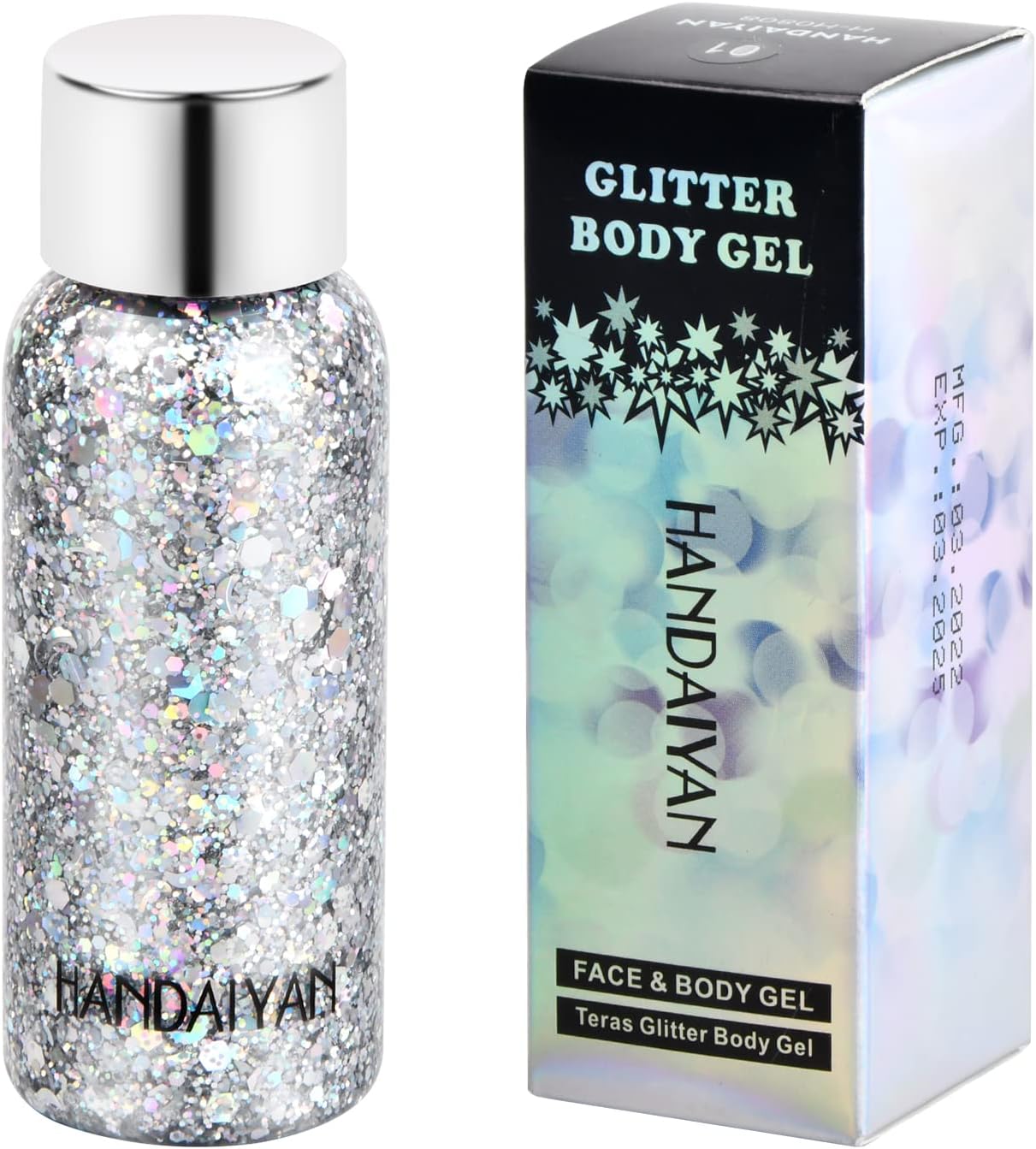 NATUCE Body Glitter Gel, Mermaid Pailletten Glitzer, Funkelnde Chunky