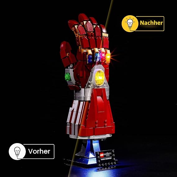 YEABRICKS LED Light for Lego 76223 Marvel Iron Mans Nano Glove Building Blocks Model (Lego Set Not Included)