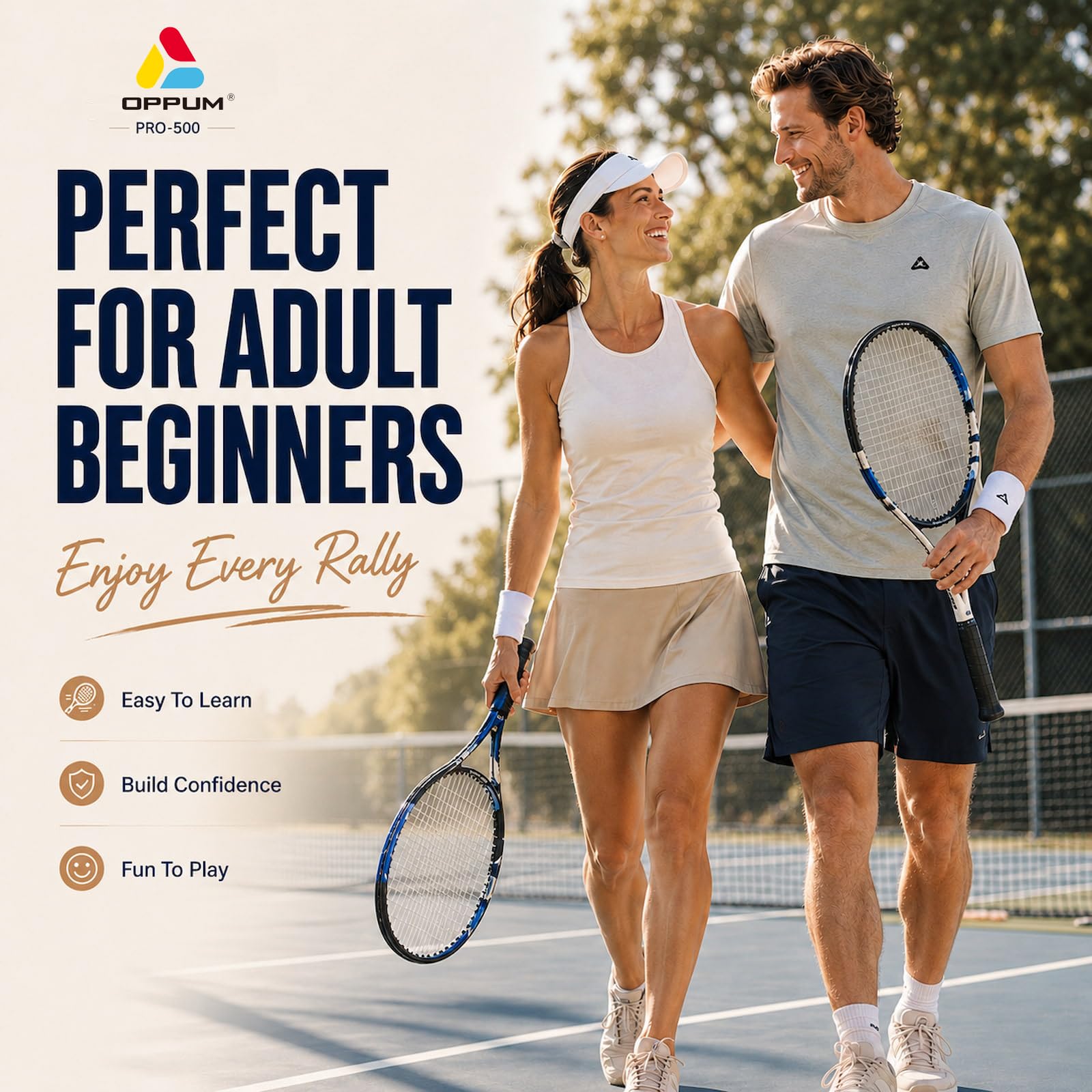 PRO-500 - Raquetas de tenis para adultos, paquete de 2 raquetas preencordadas para principiantes e intermedios con bolsa de transporte y 2 pelotas, cabeza de gran tamaño de 105 pulgadas