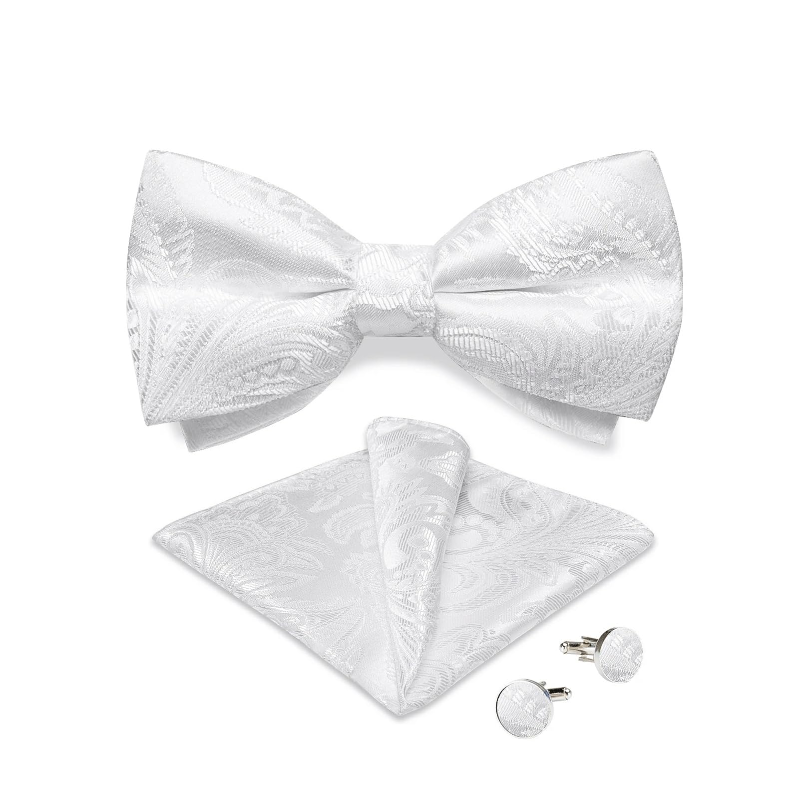 Pajarita con Joya para Boda, para Hombre, con Nudo para Negocios, Juego de pañuelo (Gris Claro)
