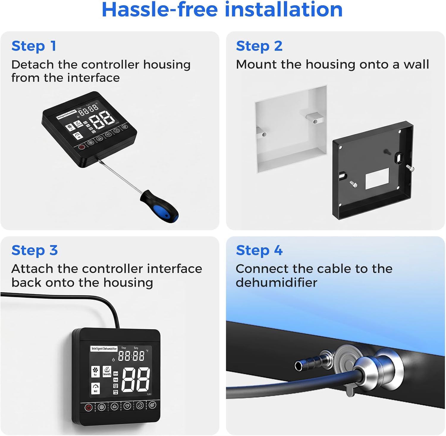 Aiusevo Crawl Space Dehumidifier Remote Controller fits models AS600,AS610, 32.8ft Cable, Digital Humidity, Temperature, Timer, Adapt Humidity Level for Basement Commercial Dehumidifier