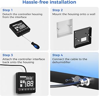 Aiusevo Crawl Space Dehumidifier Remote Controller fits models AS600,AS610, 32.8ft Cable, Digital Humidity, Temperature, Timer, Adapt Humidity Level for Basement Commercial Dehumidifier