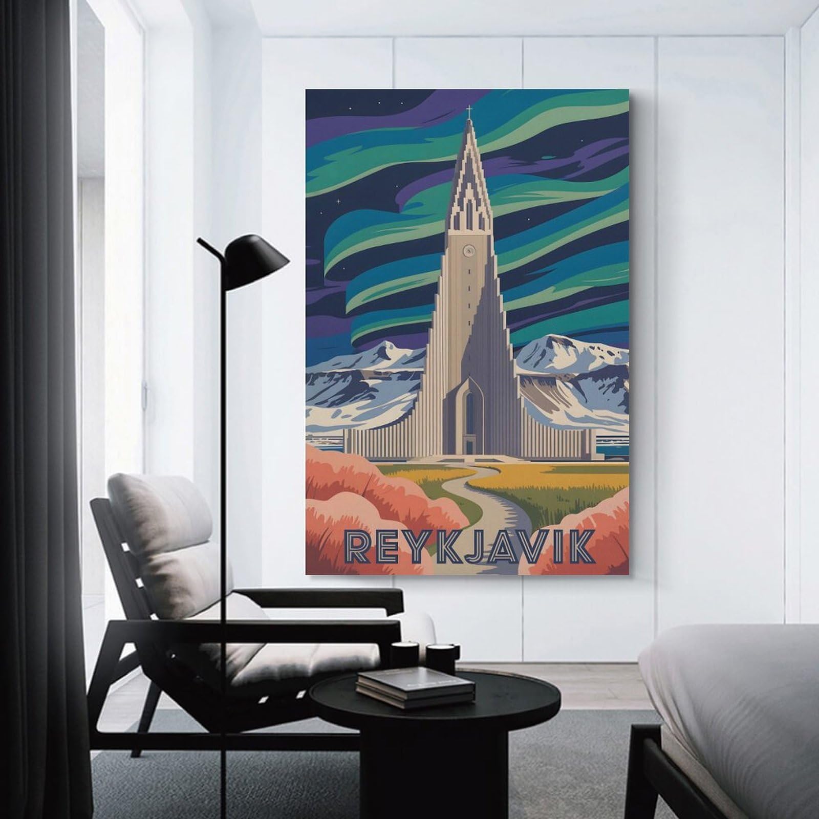 Junmoney Reykjavik Iceland Travel (3) Canvas Wall Picture, 24x36inch(60x90cm), for Sofa Walls, Lounge Or Home Corners, Modern Wall Decor for Cosy Interiors