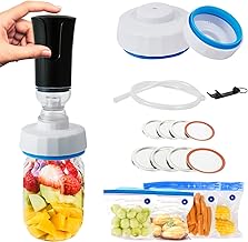 Electric Mason Jar Vacuum Sealer Kit, Jar Vacuum Sealer Kit for Wide-Mouth & Regular-Mouth Mason Jars, for Food Storage and Fermentation, Compatible with FoodSaver Vacuum Canning Sealer Machine Attachment, Electric Vacuum Pump and Lid Opener