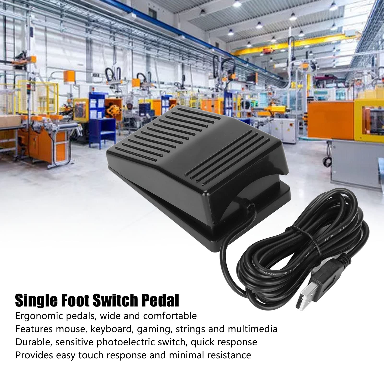 Foot Pedal Switch, USB Foot Switch for Computer, Motion Switch, Mouse, Keyboard, Game, String and Multimedia, Programmable on Any PC