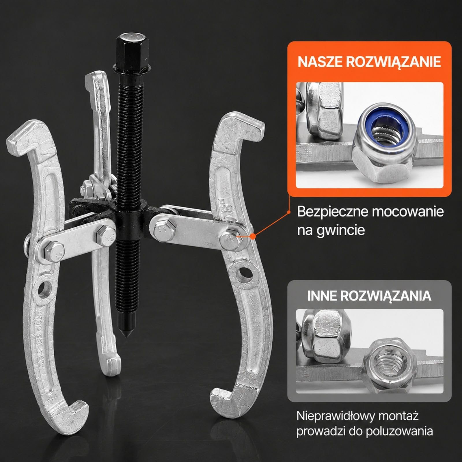 Zestaw ściągaczy kół zębatych, ściągacz łożysk 3/4/6/8 cala z 3-ramiennymi szczękami, narzędzie do ściągania kół pasowych 2-/3-ramienne, do demontażu kół pasowych, łożysk zębatych i kół