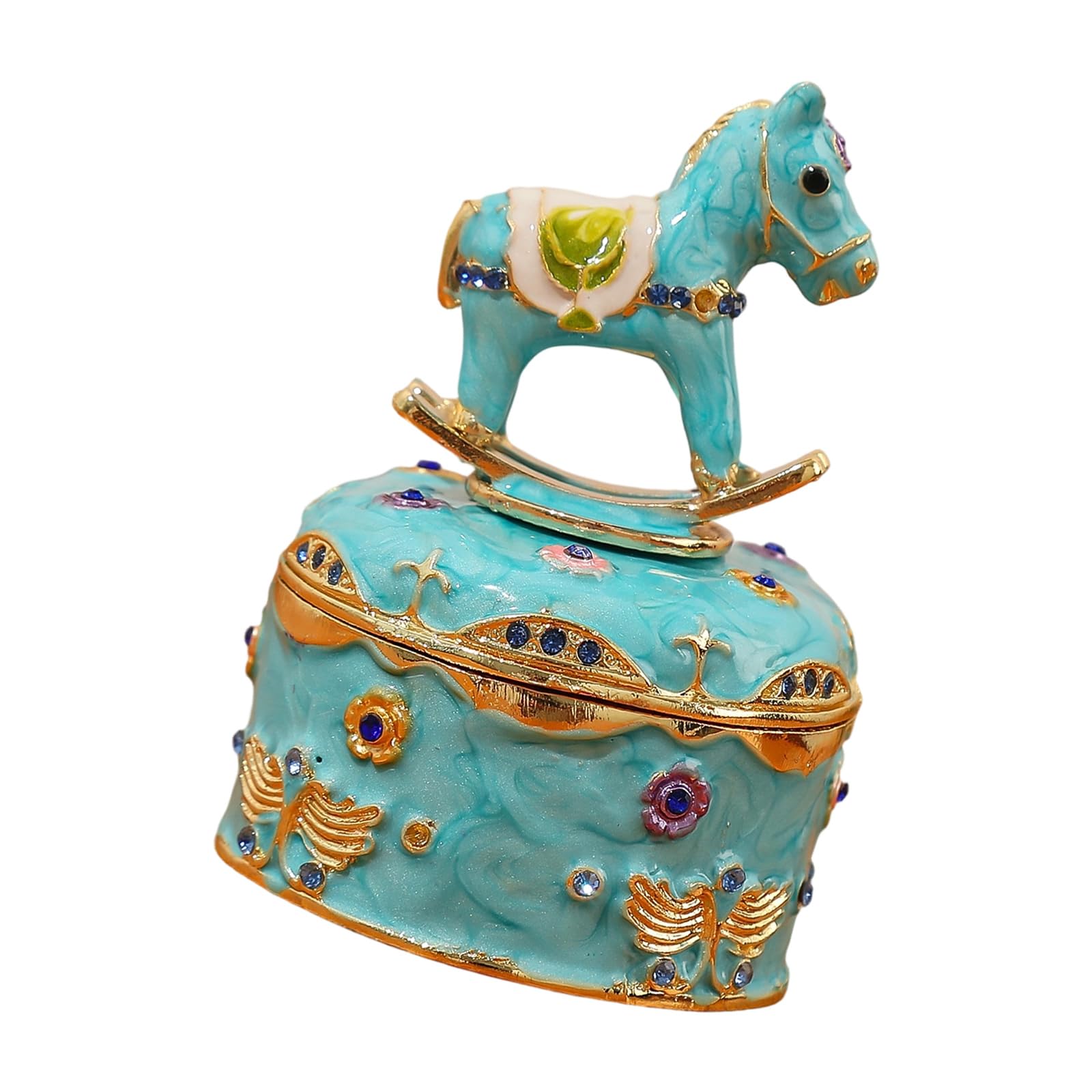 Zeiwohndc Blue Luxurious Miniature Enameled Accessory Case Enameled Accessory Case Ideal For Rings Earring Necklace Organizers Elegant Small Jewelry Holder