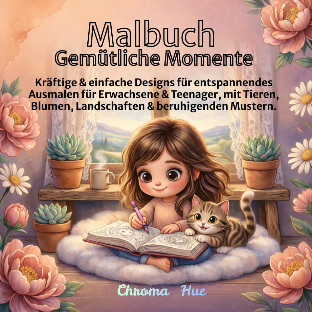 Malbuch Gemütliche Momente: Kräftige & einfache Designs zur Entspannung und Stressbewältigung für Erwachsene & Jugendliche mit gemütlichen Tieren, ... Landschaften & beruhigenden Mustern