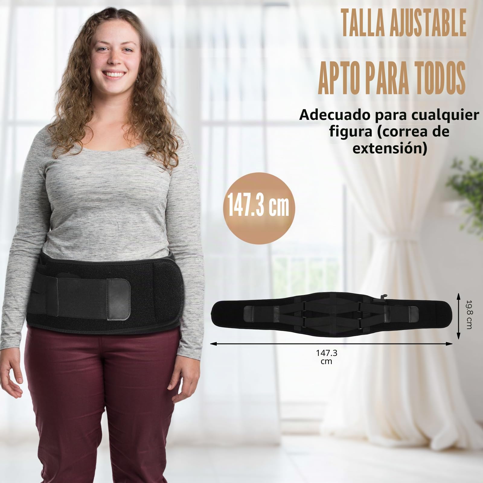 Cinturón térmico de masaje para el dolor de espalda con batería de 10000 mAh, correa ajustable de 150 cm, vibración, 3 modos y 3 intensidades, temporizador