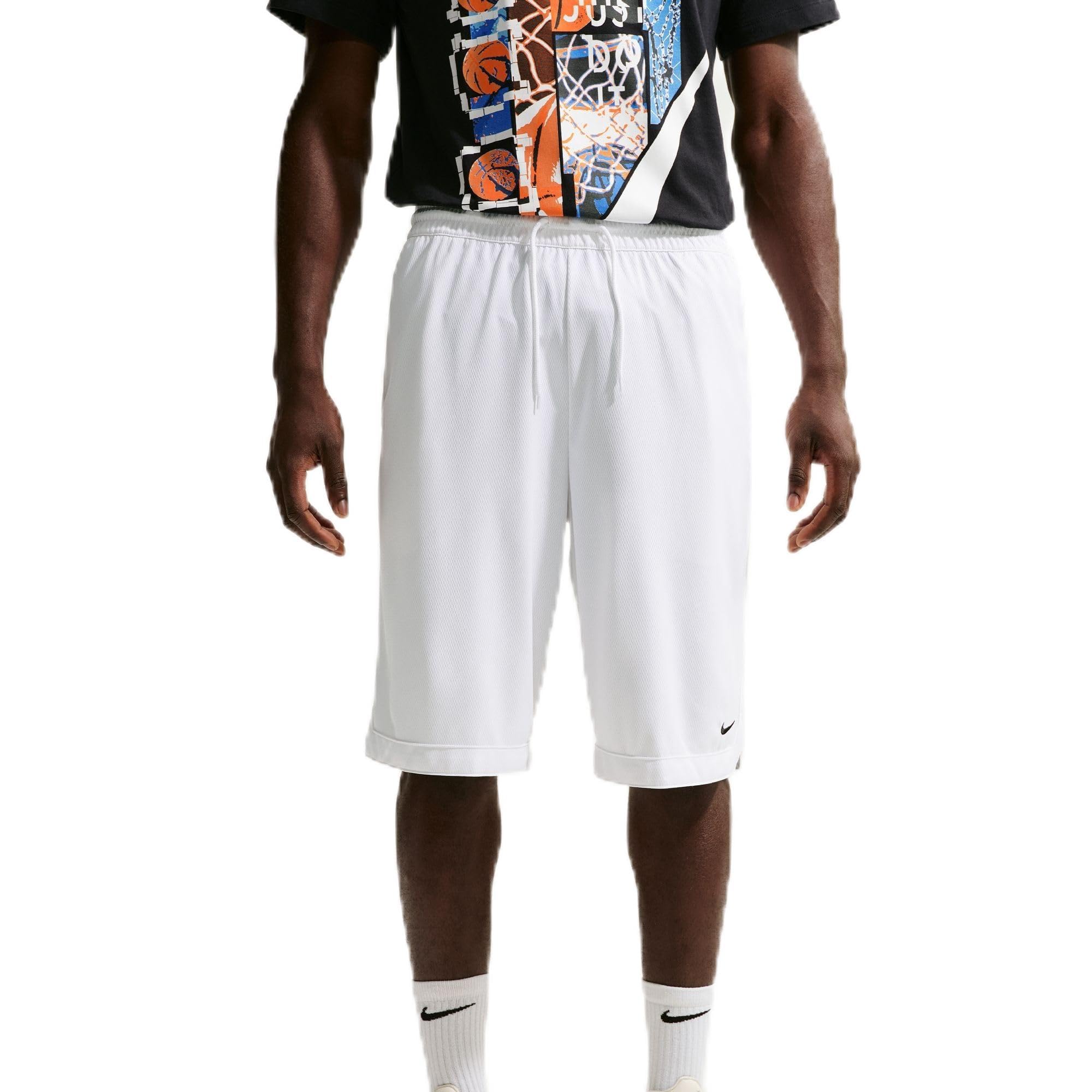 Nike Men's DNA Academy 11" Dri-Fit Basketball Shorts, White/White/Black, Large