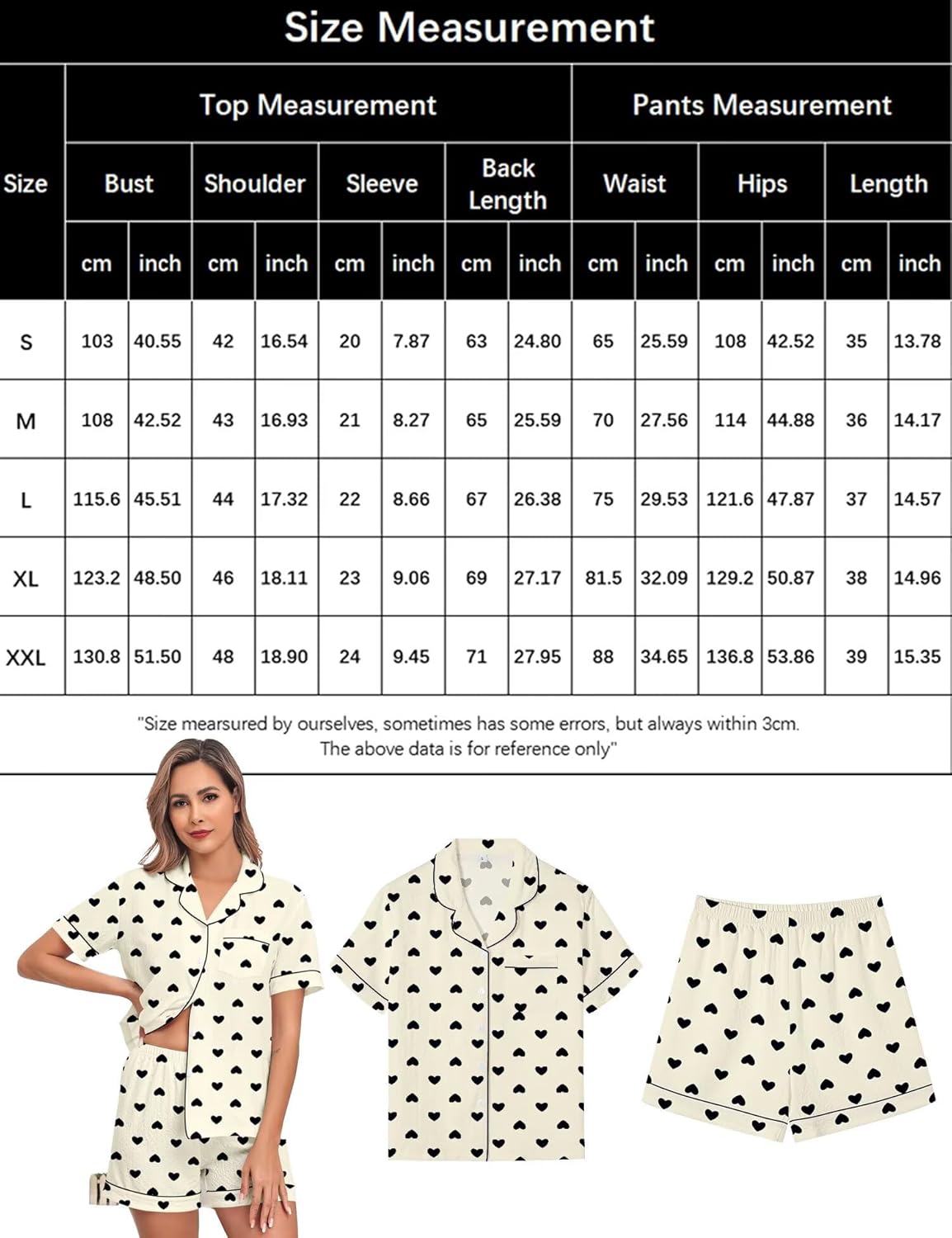 SWOMOG Women 2 Piece Pajamas Sets Short Sleeve Pj Sets Cute Printed Sleepwear Button Down Shirt with Lounge Shorts Set - Image 7