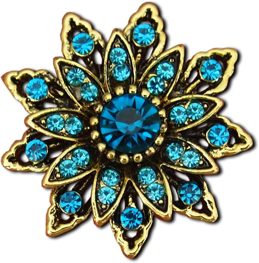 Vintage Gold Flower Brooch for Women Dress Accessories Bouquet Wedding Rhinestone Brooches