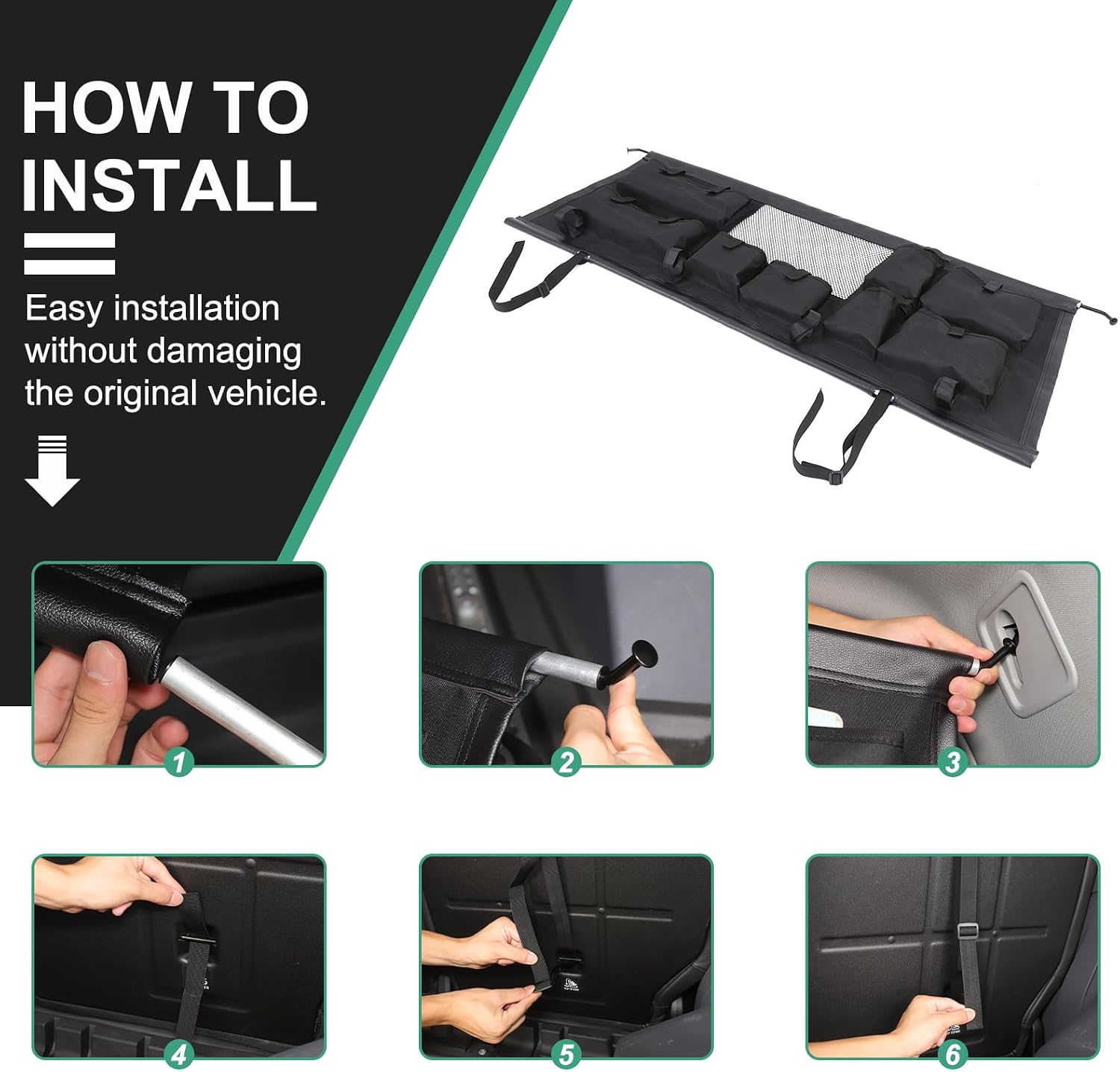 Trunk Cargo Barrier Compatible with INEOS Grenadier 2020-2024 2025+, Trunk Cargo Organizer, Travel Car Dog Barrier Net Partition Door Restraint Fence, Guard Blocks Access to Car Front Seats