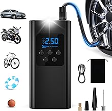 Singphere Car Tyre Inflator - Portable Air Compressor 45L/Min Powerful Fast Electric Inflator with LED, 6000mAh Battery, 4 Modes for Cars, Bikes, Motorcycles & Balls