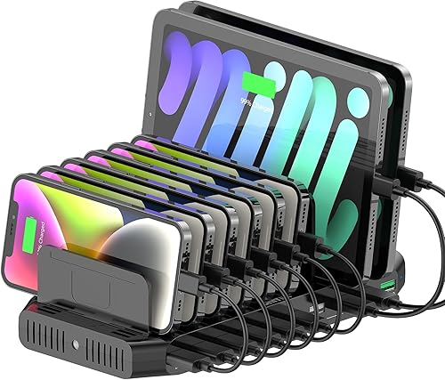 Unitek Estación de carga rápida con carga rápida 3.0, estación de carga multiUSB para múltiples dispositivos, iPhone, iPad, tableta, Kindle-negro