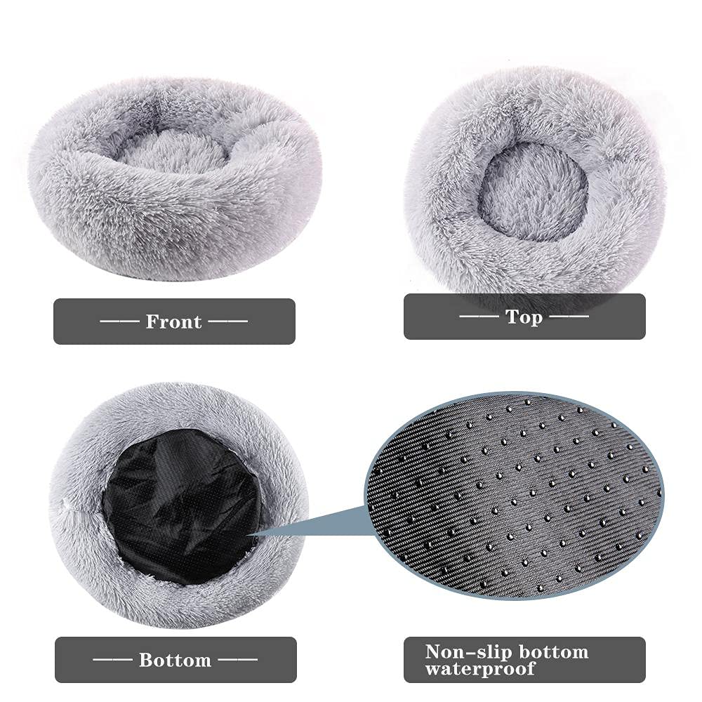 Cama Suave y calmante para Perros y Gatos, aliviar la ansiedad, 50 cm, 80 cm, 100 cm, 6 Colores Disponibles (100 cm, Gris Claro)