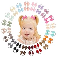 Vista 14 de Jollybows 80 piezas de corbatín para el pelo para niñas – Mini lazos elásticos para el cabello para bebés pequeños