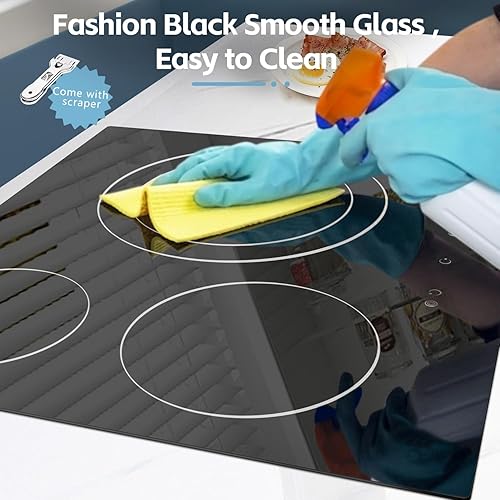 Vista 57 de Noxton Placa de cocina de cerámica, 4 quemadores incorporados, estufa eléctrica, cocina eléctrica con control táctil, temporizador de bloqueo